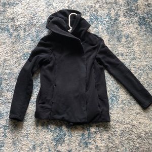 James Perse black asymmetrical zip hoodie